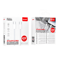 Cable Type C vers Type C 60W 1M Blanc(CABLE TRESSÉ)