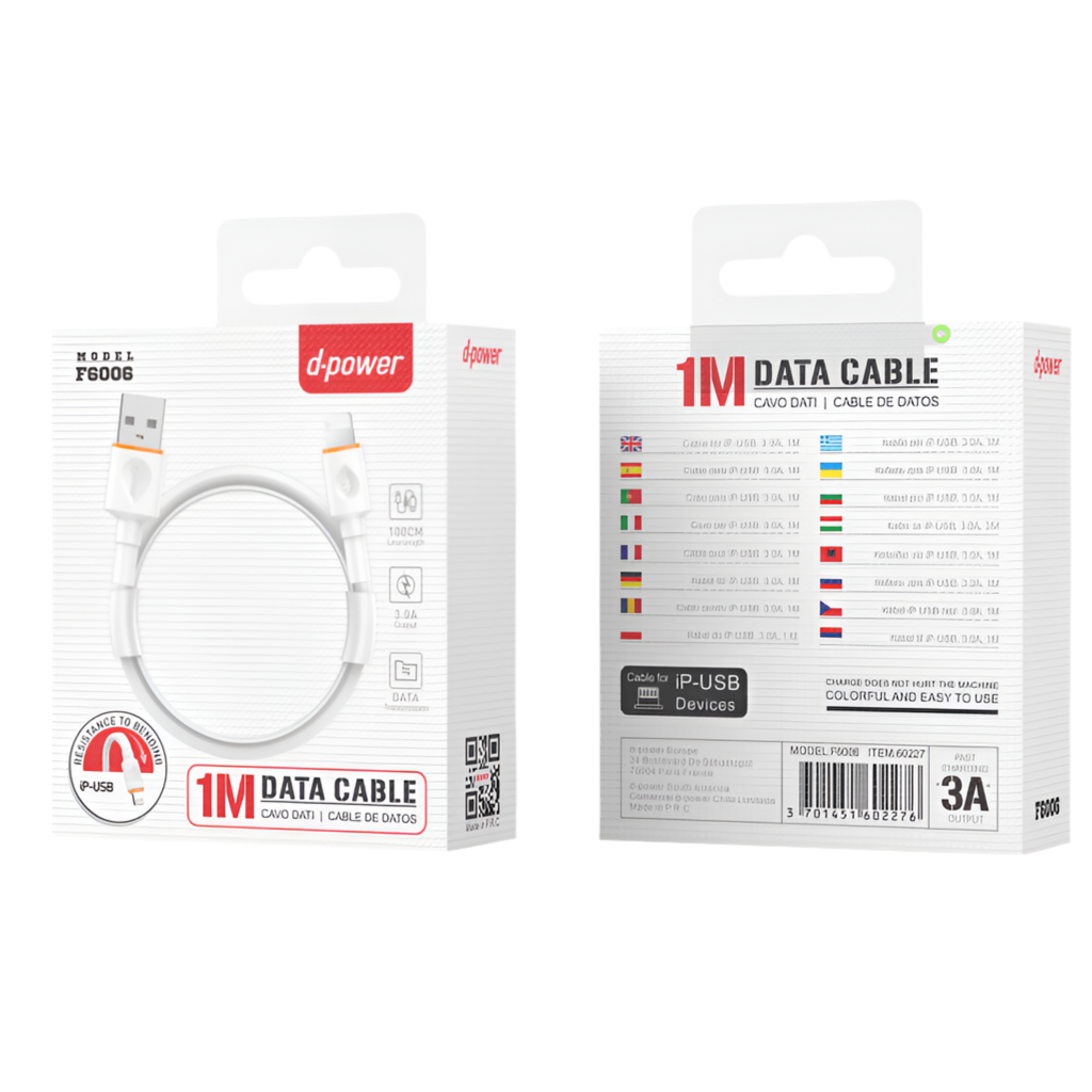 CABLE iPhone Lightning 1M Blanc