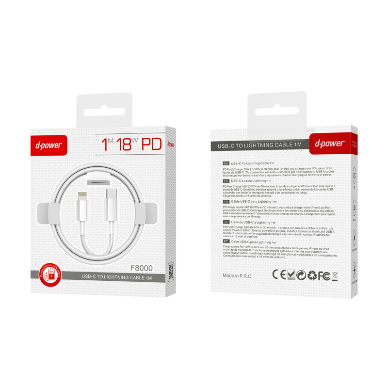 Cable Type C vers light 1m Blanc